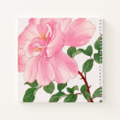 Roze rozenbloem & groene bladeren notitieboek (Achterkant)