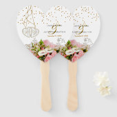 Roze rozenbloem handwaaier (Voorkant en achterkant)