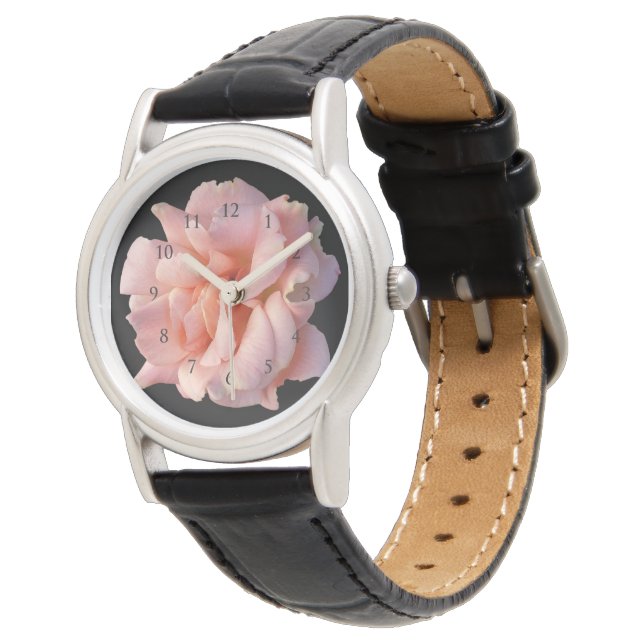 roze rozenbloem horloge (Gekanteld)