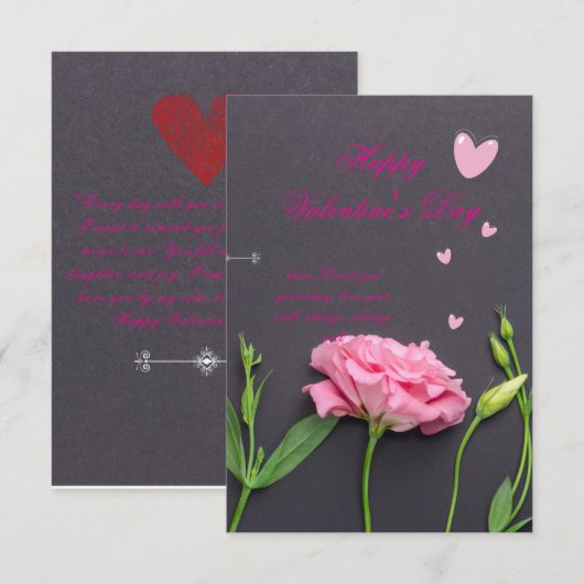Roze rozenbloem - Kaart van de romantische Valenti (Voorkant / Achterkant)