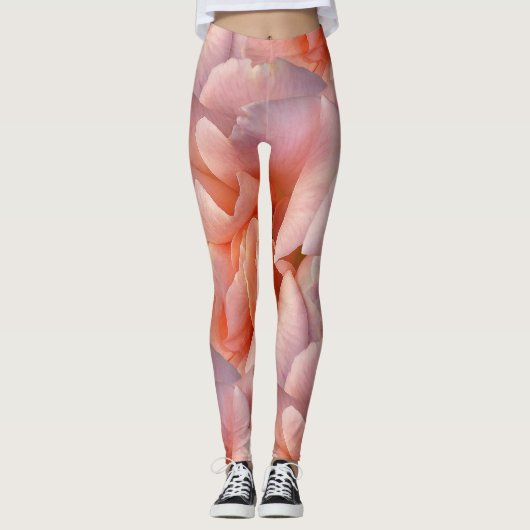 roze rozenbloem leggings (Voorkant)