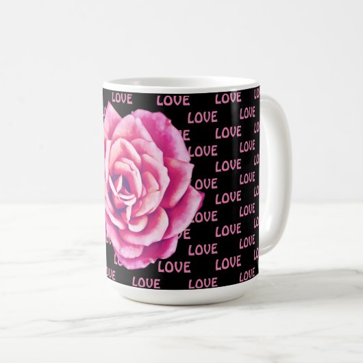 Roze rozenbloem liefde over de hele Mok Cup (Voorkant rechts)