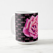 Roze rozenbloem liefde over de hele Mok Cup (Voorkant links)