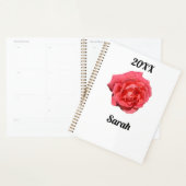 Roze rozenbloem op wit minimalistisch gebruik planner (Display)