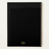 Roze rozenbloem op zwart minimalistisch gebruik planner (Achterkant)