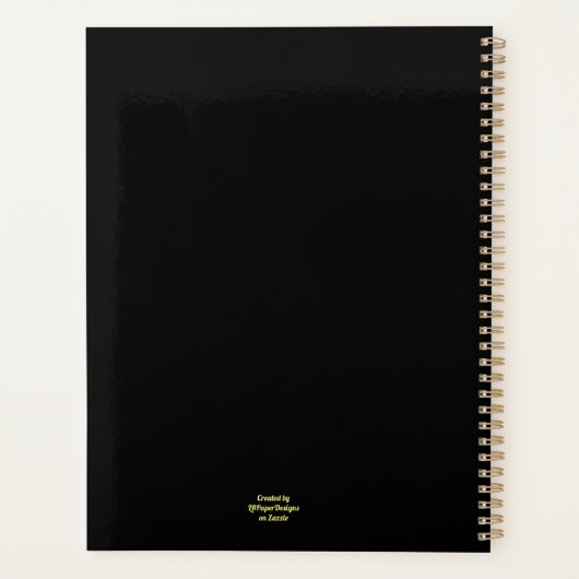 Roze rozenbloem op zwart minimalistisch gebruik planner (Achterkant)