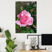 roze rozenbloem poster (Thuiskantoor)