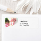 Roze rozenbloem retour adreslabels etiket (Insitu)