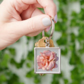 roze rozenbloem sleutelhanger (Hand)