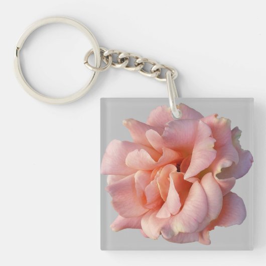 roze rozenbloem sleutelhanger (voorkant)
