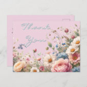 Roze Rozenbloem Verjaardag Dank u Briefkaart (Voorkant / Achterkant)