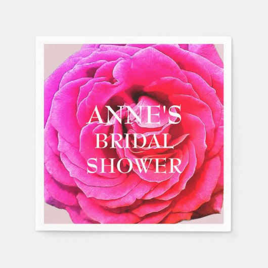 Roze rozenbloem, Vrijgezellenfeest papieren servet (Voorkant)