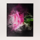 Roze rozenbloem waterverf - bb legpuzzel (Verticaal)