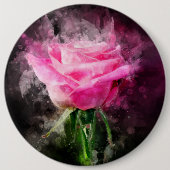 Roze rozenbloem waterverf - bb ronde button 6,0 cm (Voorkant)