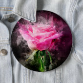 Roze rozenbloem waterverf - bb ronde button 6,0 cm (In situ)