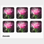 Roze rozenbloem waterverf - bb vierkante sticker (Vel)