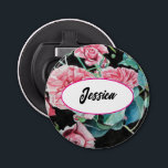 Roze Rozenbloem Waterverf Rozen Zwarte sleutelhang Button Flesopener<br><div class="desc">Deze prachtige rozen zijn ontworpen vanuit een waterverf die ik beschilderd heb van een roos in mijn tuin. D Zorg ervoor dat je naar een tuin of naar een bloemenliefhebber gaat.</div>