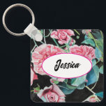 Roze Rozenbloem Waterverf Rozen Zwarte sleutelhang Sleutelhanger<br><div class="desc">Deze prachtige rozen zijn ontworpen vanuit een waterverf die ik beschilderd heb van een roos in mijn tuin. D Zorg ervoor dat je naar een tuin of naar een bloemenliefhebber gaat.</div>