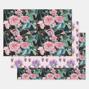 Roze Rozenbloem Waterverf Schilderen Art Rozen Inpakpapier Vel