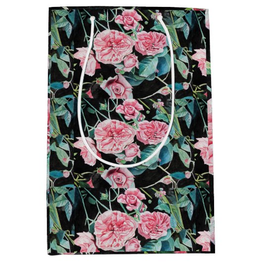 Roze Rozenbloem Waterverf Schilderen Art Rozen Medium Cadeauzakje (Voorkant)