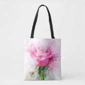 Roze rozenbloem waterverf - wb tote bag (Voorkant)
