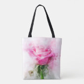 Roze rozenbloem waterverf - wb tote bag (Achterkant)