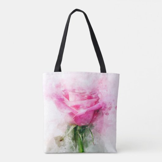 Roze rozenbloem waterverf - wb tote bag (Achterkant)