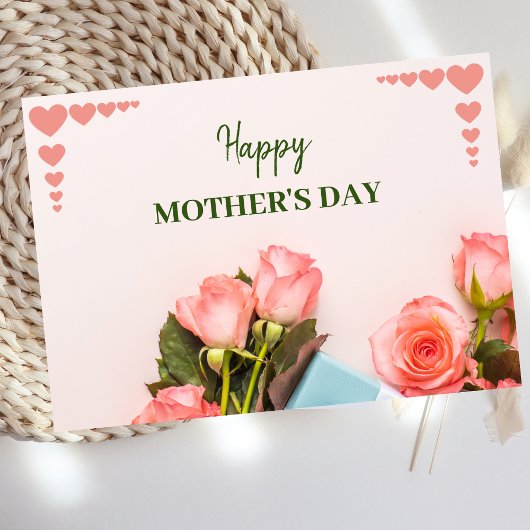 Roze rozenbloem Wenskaart Feestdagenkaart