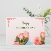 Roze rozenbloem Wenskaart Feestdagenkaart (Staand voorkant)