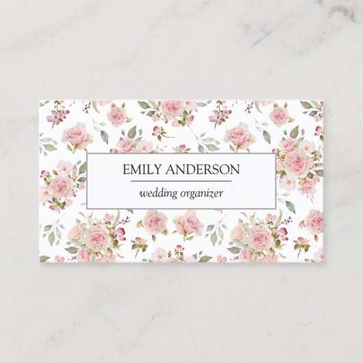  Roze Rozenbloemen Bloemen Bloemenzaak Contactkaartje (Voorkant)
