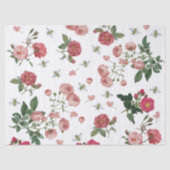 Roze rozenbloemen en bijen bloemen tissuepapier (Voorkant)