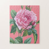 Roze rozenbloemen met groene bladeren legpuzzel (Verticaal)