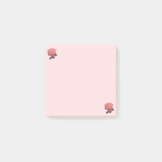 Roze rozenbloemen op roze post-it® notes (Voorkant)