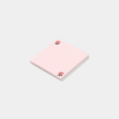 Roze rozenbloemen op roze post-it® notes (Schuin)