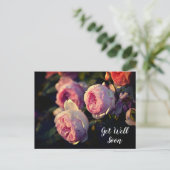 Roze Rozenbloemen Uit de Tuin Beterschap Briefkaart (Staand voorkant)