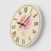 Roze Rozenbloesem Golden Twig Floral Grote Klok (Hoek)