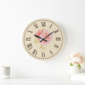 Roze Rozenbloesem Golden Twig Floral Grote Klok (Huis)