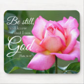 Roze rozenbloesem is nog steeds psalm 46:10 muismat (Voorkant)