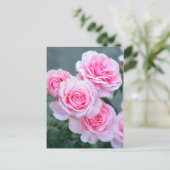 Roze rozenbloesems briefkaart (Staand voorkant)