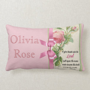 Roze rozenboe Scriptpsalm Kussen