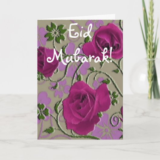 Roze rozenboeket Eid Mubarak Feestdagen Kaart (Voorkant)