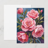 Roze Rozenboeket Geschilderd Bedankkaart (Voorkant / Achterkant)