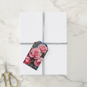Roze Rozenboeket Geschilderd Cadeaulabel (Met Touw)