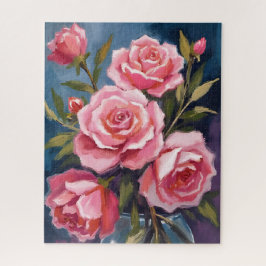 Roze Rozenboeket Geschilderd Legpuzzel