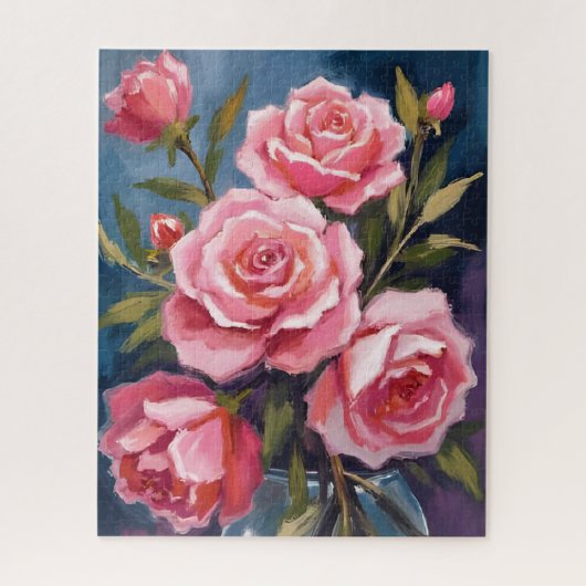 Roze Rozenboeket Geschilderd Legpuzzel (Verticaal)