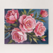 Roze Rozenboeket Geschilderd Legpuzzel (Horizontaal)