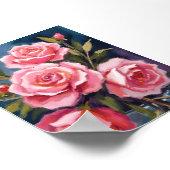 Roze Rozenboeket Geschilderd Poster (Hoek)