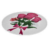 Roze Rozenboeket met Bloemenslint Snijplank (Hoek)