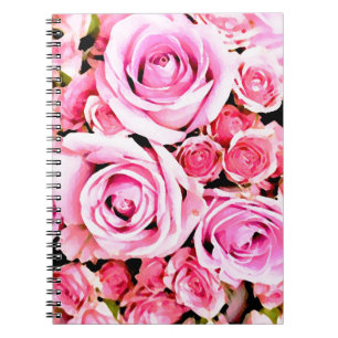 Roze rozenboeket notitieboek