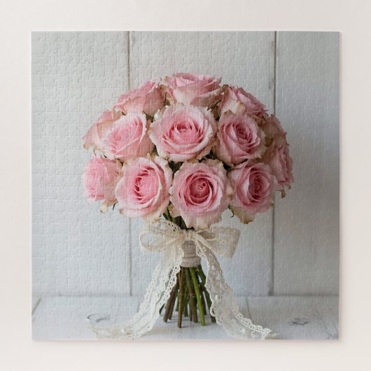 Roze Rozenboeket Parel Kant Romantisch Legpuzzel (Verticaal)
